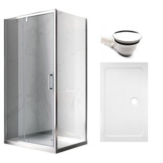 KABINA PRYSZNICOWA PROSTOKĄTNA Z BRODZIKIEM KZ103A/ST03A CHROM/BIAŁY 100x80 CM