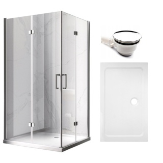 KABINA PRYSZNICOWA PROSTOKĄTNA Z BRODZIKIEM KZ12B/ST03A CHROM/BIAŁY 100x80 CM