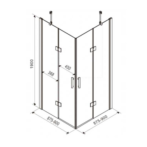 KABINA PRYSZNICOWA KWADRATOWA KZ4051C CHROM 90x90 CM