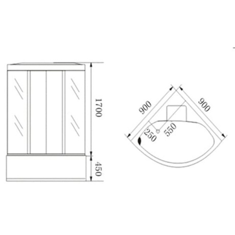 KABINA PRYSZNICOWA Z HYDROMASAŻEM I SAUNA WSH306AS 90x90 CM