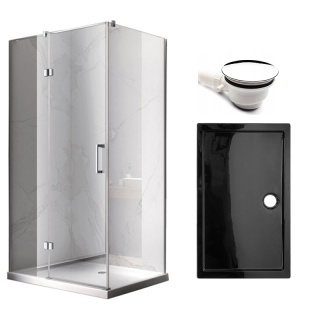 KABINA PRYSZNICOWA PROSTOKĄTNA Z BRODZIKIEM KZ03D/ST06C CHROM/CZARNY 120x100 CM