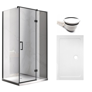 KABINA PRYSZNICOWA PROSTOKĄTNA Z BRODZIKIEM KZ03D/ST06C CZARNA/BIAŁY 120x100 CM