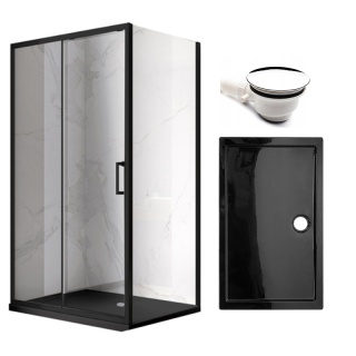 KABINA PRYSZNICOWA PROSTOKĄTNA Z BRODZIKIEM KZ104C/ST04C CZARNA/CZARNY 120x90 CM