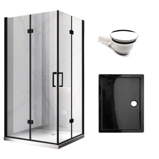 KABINA PRYSZNICOWA PROSTOKĄTNA Z BRODZIKIEM KZ13A/ST04A CZARNA/CZARNY 100x90 CM