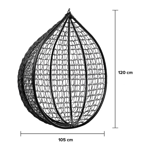 FOTEL OGRODOWY WISZĄCY KOKON DUŻY KOSZ ITAKA CZARNY BEZ PODSTAWY PODUSZKA CZARNA