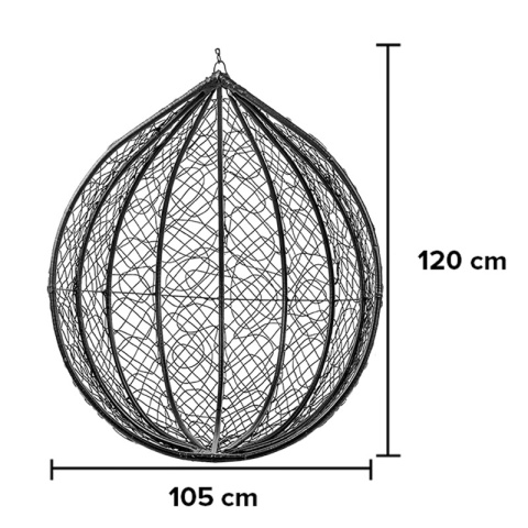 FOTEL OGRODOWY WISZĄCY KOKON DUŻY KOSZ KORFU CZARNY BEZ PODSTAWY