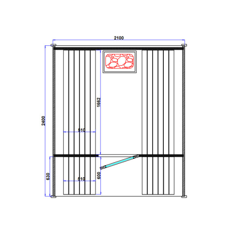 SAUNA OGRODOWA FIŃSKA BECZKA Z PIECEM ASKER-HG 4-6 OSOBOWA 210x240 CM