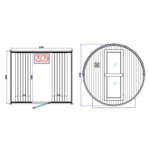 SAUNA OGRODOWA FIŃSKA BECZKA Z PIECEM FORSA 4-6 OSOBOWA 210x180 CM