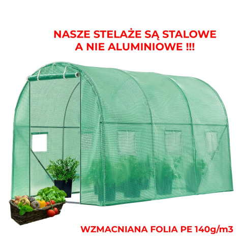 TUNEL OGRODOWY FOLIOWY SZKLARNIA 10m2 TF04G 4x2,5m ZIELONY SOLIDNY