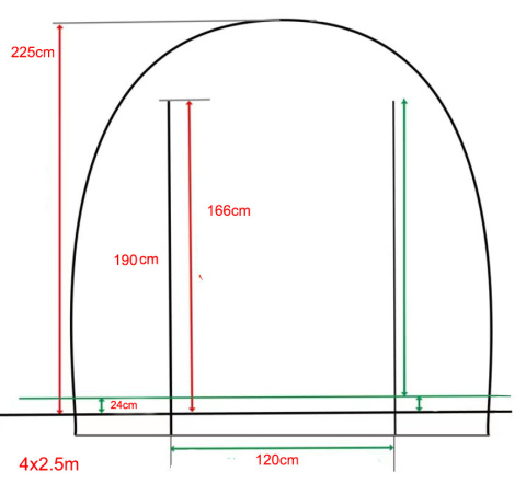 TUNEL OGRODOWY FOLIOWY SZKLARNIA 10m2 TF05W 4x2,5m BIAŁY SOLIDNY PODWÓJNE DRZWI