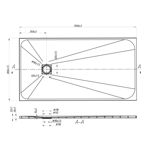 BRODZIK PRYSZNICOWY KAMIENNY PROSTOKĄTNY SLIM RIKO CZARNY 150x80 CM