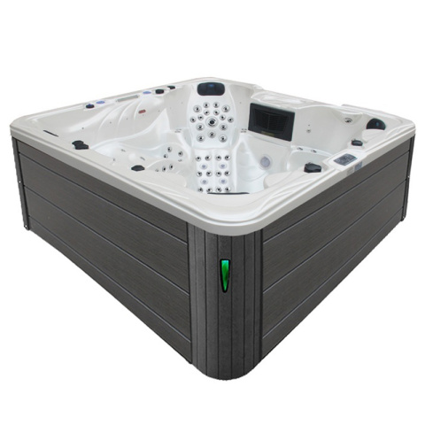 JACUZZI OGRODOWE WANNA SPA703A	BIAŁA PERŁA OBUDOWA CIEMNO-SZARE DREWNO 230x230 CM