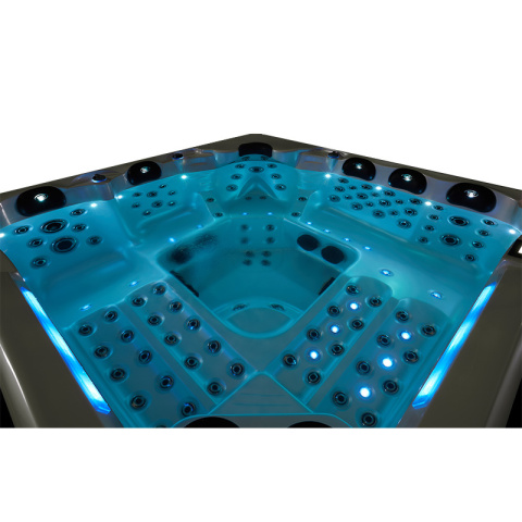 JACUZZI OGRODOWE WANNA SPA743 BIAŁA PERŁA OBUDOWA BRĄZOWA 220x220 CM