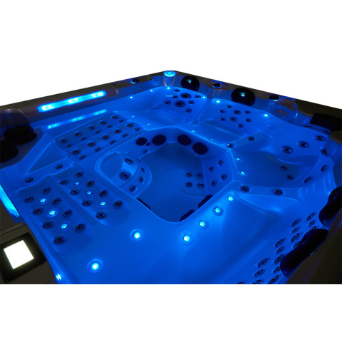 JACUZZI OGRODOWE WANNA SPA743 BIAŁA PERŁA OBUDOWA BRĄZOWA 220x220 CM