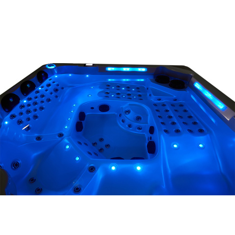 JACUZZI OGRODOWE WANNA SPA743 BIAŁA PERŁA OBUDOWA BRĄZOWA 220x220 CM