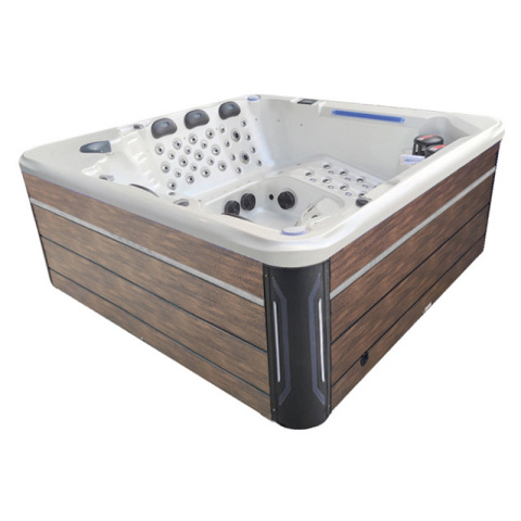 JACUZZI OGRODOWE WANNA SPA743 BIAŁA PERŁA OBUDOWA BRĄZOWA DESKA F21 220x220 CM