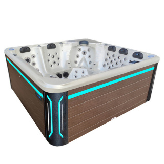 JACUZZI OGRODOWE WANNA SPA743 BIAŁA PERŁA OBUDOWA KAWA 220x220 CM