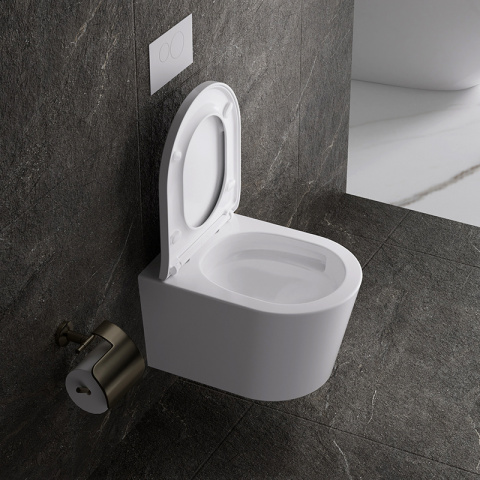 MISKA WC WISZĄCA TORNADO ELITE-WH-02 BIAŁA DESKA WOLNOOPADAJĄCA DUROPLAST