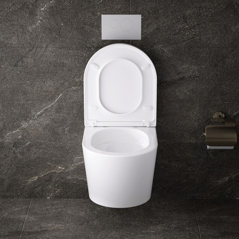 MISKA WC WISZĄCA TORNADO ELITE-WH-02 BIAŁA DESKA WOLNOOPADAJĄCA DUROPLAST