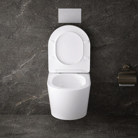 MISKA WC WISZĄCA TORNADO ELITE-WH-03 BIAŁA DESKA WOLNOOPADAJĄCA DUROPLAST