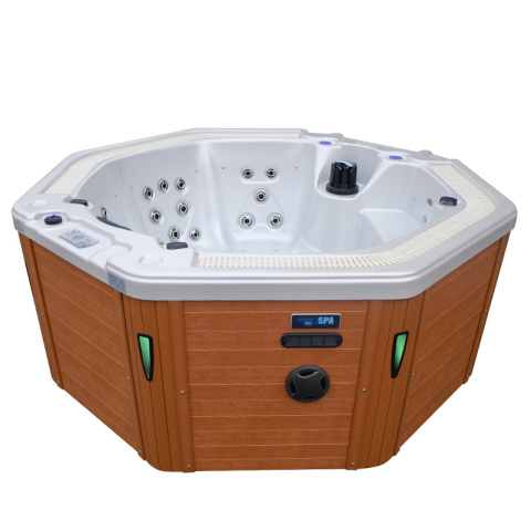 JACCUZI OGRODOWE WANNA SPA107 BIAŁA PERŁA OBUDOWA NATURAL 220x220 CM