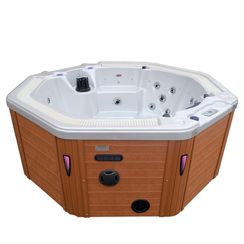 JACCUZI OGRODOWE WANNA SPA107 BIAŁA PERŁA OBUDOWA NATURAL 220x220 CM