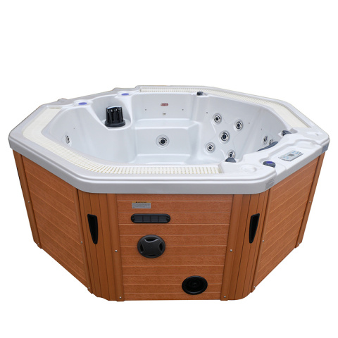 JACCUZI OGRODOWE WANNA SPA107 BIAŁA PERŁA OBUDOWA NATURAL 220x220 CM