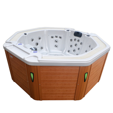 JACCUZI OGRODOWE WANNA SPA107 BIAŁA PERŁA OBUDOWA NATURAL 220x220 CM