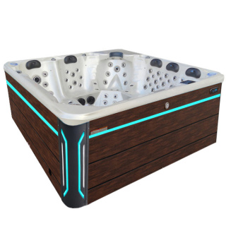 JACUZZI OGRODOWE WANNA SPA743 BIAŁA PERŁA OBUDOWA BRĄZOWA 220x220 CM