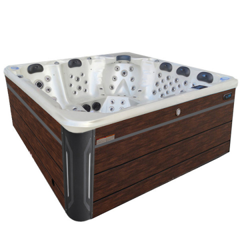 JACUZZI OGRODOWE WANNA SPA743 BIAŁA PERŁA OBUDOWA BRĄZOWA 220x220 CM