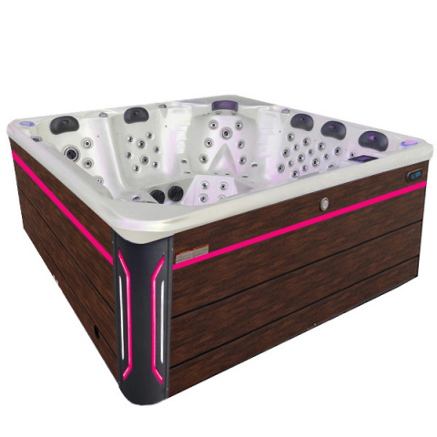 JACUZZI OGRODOWE WANNA SPA743 BIAŁA PERŁA OBUDOWA BRĄZOWA 220x220 CM