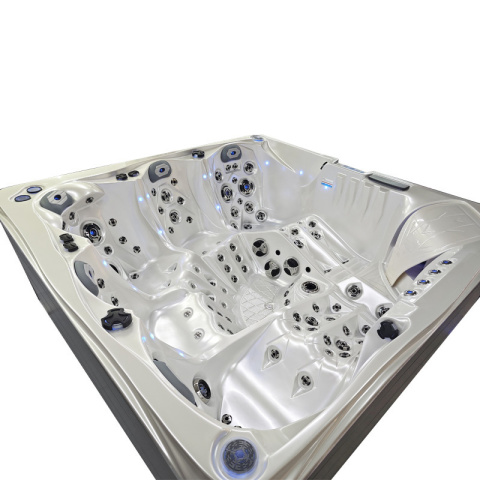 JACUZZI OGRODOWE WANNA SPA748 BIAŁA PERŁA OBUDOWA BRĄZOWA F21 230x230 CM