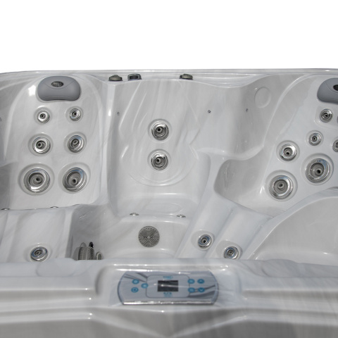 JACUZZI OGRODOWE WANNA SPA751 BIAŁY MARMUR OBUDOWA ANTRACYT 210x210 CM