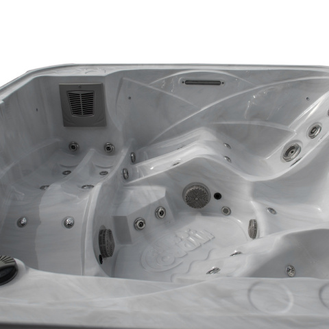 JACUZZI OGRODOWE WANNA SPA751 BIAŁY MARMUR OBUDOWA ANTRACYT 210x210 CM