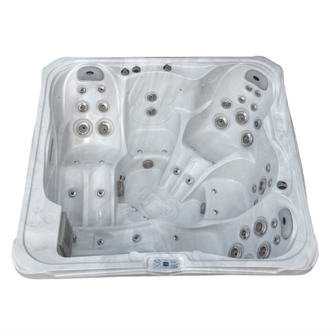 JACUZZI OGRODOWE WANNA SPA751 BIAŁY MARMUR OBUDOWA ANTRACYT 210x210 CM