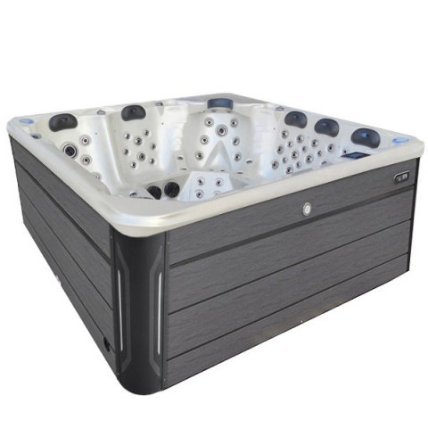 JACUZZI OGRODOWE WANNA SPA743 BIAŁA PERŁA OBUDOWA SZARA F24 220x220 CM