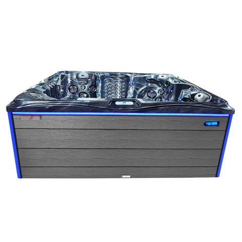 JACUZZI OGRODOWE WANNA SPA746 CZARNA FALA OBUDOWA SZARA DESKA F24 230x230 CM