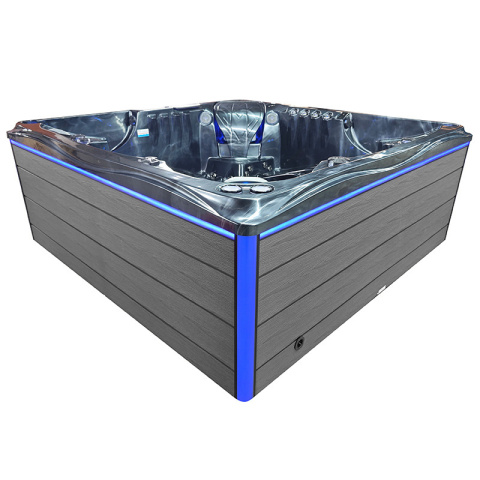 JACUZZI OGRODOWE WANNA SPA746 CZARNA FALA OBUDOWA SZARA DESKA F24 230x230 CM