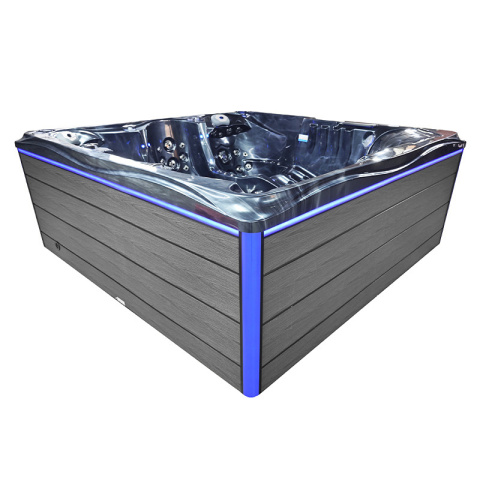 JACUZZI OGRODOWE WANNA SPA746 CZARNA FALA OBUDOWA SZARA DESKA F24 230x230 CM