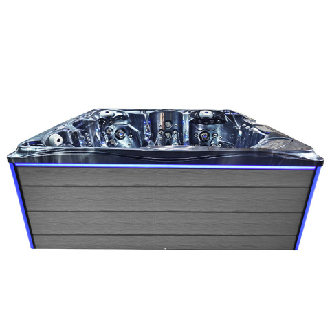 JACUZZI OGRODOWE WANNA SPA746 CZARNA FALA OBUDOWA SZARA DESKA F24 230x230 CM