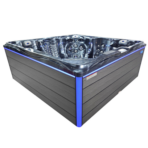 JACUZZI OGRODOWE WANNA SPA746 CZARNA FALA OBUDOWA SZARA DESKA F24 230x230 CM