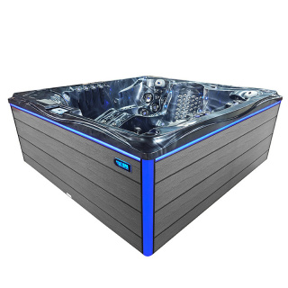 JACUZZI OGRODOWE WANNA SPA746 CZARNA FALA OBUDOWA SZARA DESKA F24 230x230 CM