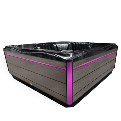 JACUZZI OGRODOWE WANNA SPA748 CZARNA FALA OBUDOWA SZARA DESKA F24 230x230 CM