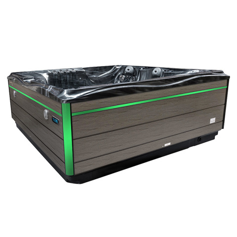 JACUZZI OGRODOWE WANNA SPA748 CZARNA FALA OBUDOWA SZARA DESKA F24 230x230 CM