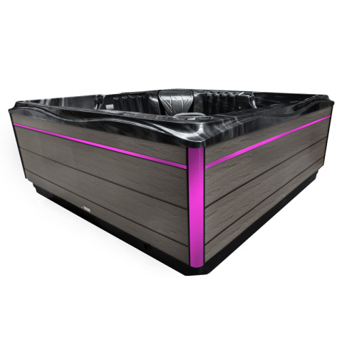 JACUZZI OGRODOWE WANNA SPA748 CZARNA FALA OBUDOWA SZARA DESKA F24 230x230 CM