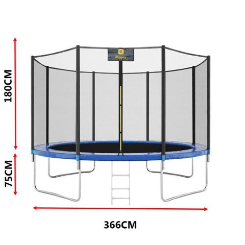 TRAMPOLINA OGRODOWA DLA DZIECI CHASE 12FT CZARNO/NIEBIESKA 366 CM