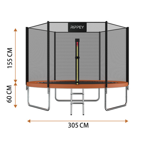 TRAMPOLINA OGRODOWA DLA DZIECI SKY 10FT CZARNO-POMARAŃCZOWA 305 CM