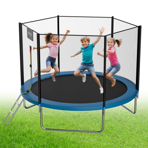 TRAMPOLINA OGRODOWA DLA DZIECI ZUMA 8FT CZARNO/NIEBIESKA 244 CM