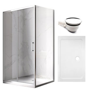 KABINA PRYSZNICOWA PROSTOKĄTNA Z BRODZIKIEM KZ103C/ST03C CHROM/BIAŁY 120x80 CM