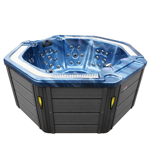 JACCUZI OGRODOWE WANNA SPA107 NIEBIESKA FALA OBUDOWA SZARA 220x220 CM